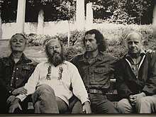 Founders of the Radical Faeries (from left) John Burnside, Don Kilhefner, Mitch Walker, and Harry Hay, were influenced by the legacy of 1960s counterculture. Radical Faerie Founders- Harry Mitch Don and John.jpg