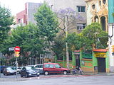 La rambla de Volart, vista des de la ronda del Guinardó un vespre de pluja (Barcelona).