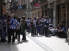 Real Sociedad supporters at the streets of San Sebastián