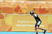 Deutsch: Badminton bei den Olympischen Jugendspielen 2018; Tag 2, 8. Oktober 2018; Viertelfinale Jungen Lauf 3 English: Roller speed skating at the 2018 Summer Youth Olympics; day 2, 8 October 2018 – Boys Quarterfinals run 3