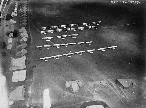 RFC aircraft and tents at Netheravon, June 1914