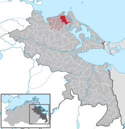 Elhelyezkedése Mecklenburg-Elő-Pomeránia térképén