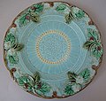 Sarreguemines Majolica Majolique plate, moulded in relief, late 19th century, France. Good example of intaglio effect.※