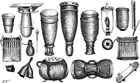 Traditional African instruments of the Marutse-Mabunda kingdom, 1881. Seven Years in South Africa, page 147, musical instruments of the Marutse.jpg