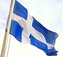 Photograph of the flag flying in Unst Shetland Flag.jpg