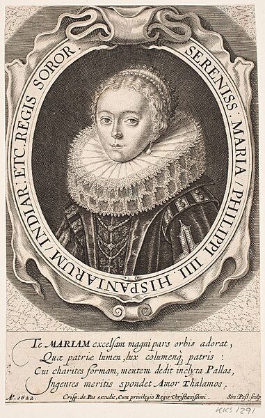 File:Simon de Pas, Marie-Anna af Østrig, 1622, KKS1291, Statens Museum for Kunst.jpg
