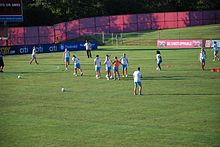 Sky Blue FC players warm-up before the game 2011.jpg