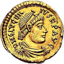 Портрет императора Глицерия на золотом солиде.