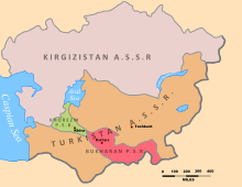 خوارزم عوامی سوویت جمہوریہ (سبز) سوویت وسطی ایشیاء میں, 1922