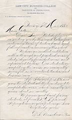 Example of classic American business handwriting known as Spencerian script (1884)