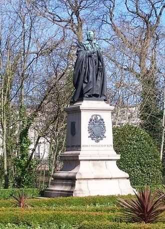 Statue of The 3rd Marquess of Bute in the Friary Gardens, Cathays Park, Cardiff, Wales