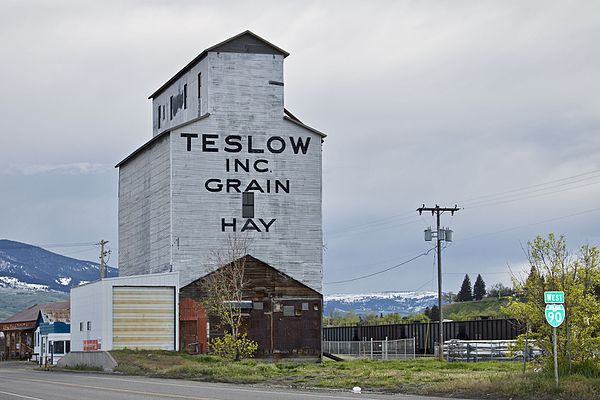 Teslow Grain Elevator, along the railroad tracks