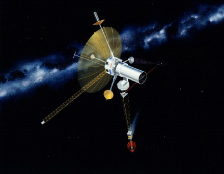 Concept art for the TAU spacecraft, a 1980s era study which would have used an interstellar precursor probe to expand the baseline for calculating stellar parallax in support of Astrometry