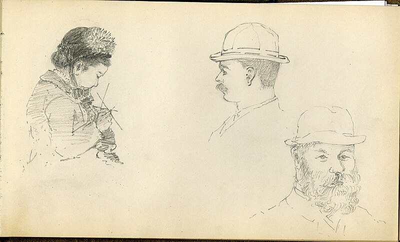 File:Three studies of people. A woman bends over a knitting project; two men appear in profile and face on. In Mary King Longfellow (8578ce0b-49bd-4c41-8a8d-48270e0284a0).jpg