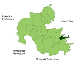 Situering van Tsukumi in de prefectuur Ōita