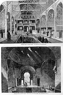 Turkish baths in Jermyn Street, 1862 Turkish Baths in Jermyn Street. Wellcome L0004797.jpg