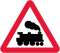 Railway level crossing without gate or barrier ahead