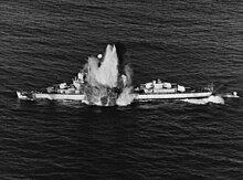 Howorth being sunk of San Clemente Island, March 8, 1962. USS Howorth (DD-592) being sunk as a target off San Clemente Island on 8 March 1962 (USN 1059933).jpg