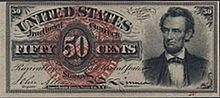 Abraham Lincoln - 50C/ Fractional currency US 50C/ fourth issue fractional currency.jpg