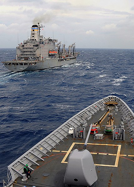 File:US Navy 090228-N-1082Z-056 USS Vella Gulf (CG 72) approaches the Military Sealift Command fleet replenishment oiler USNS Laramie (T-AO 203).jpg