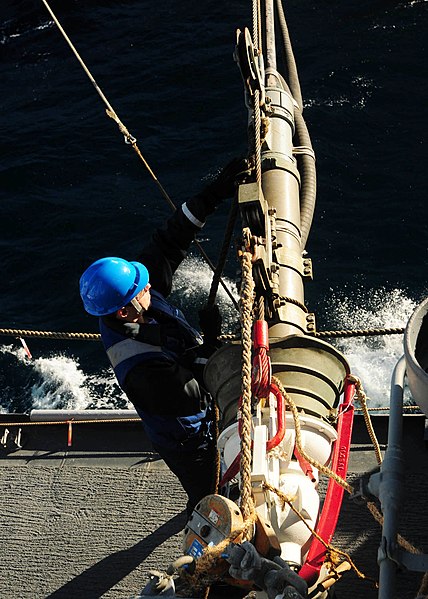 File:US Navy 100616-N-9301W-153 The fuel nozzle is secured aboard the guided-missile frigate USS Klakring (FFG 42) during an underway replenishment with the Chilean replenishment ship CNS Araucano (AO 53).jpg