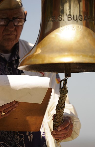 File:US Navy 101208-N-7498L-255 Pearl Harbor survivor John Morrill Jr. performs the Two Bell ceremony during the battleship USS Nevada (BB 36) remembran.jpg