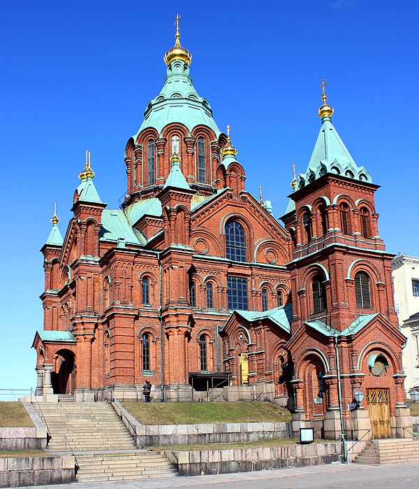 The Russian Revival-representing Uspenski Cathedral from 1868 in Katajanokka, Helsinki, Finland