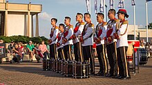 Members of the SAF Central Band at the Virginia International Tattoo in 2017. VATatt - Singapore Armed Forces Band (34356175666).jpg