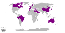 Mapa świata krajów z programami masowych szczepień przeciwko grypie.