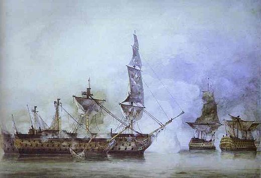 De Victory tegen de Redoutable en de Téméraire tegen de Fougueux door Constable