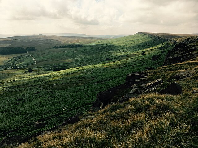 Dark Peak landscape seen from Stanage Edge