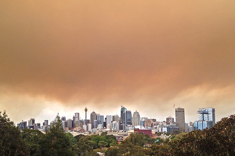 File:View of Sydney skyline during bushfires (October 17, 2013) (10325799066).jpg