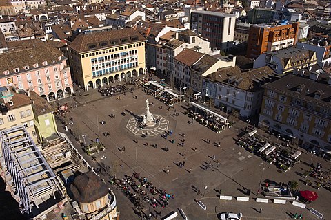 Aerial view of the Walther square, Bozen