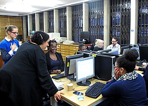 A photo of Wikimedia UK Black History Month editing