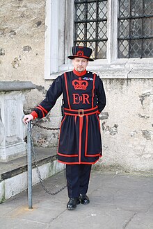 Tower Hamlets men bolstered the Tower of London garrison Yeoman Warder - Beefeater.JPG