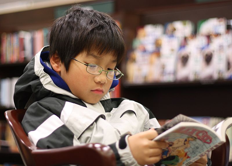 File:Young boy reading manga.jpg