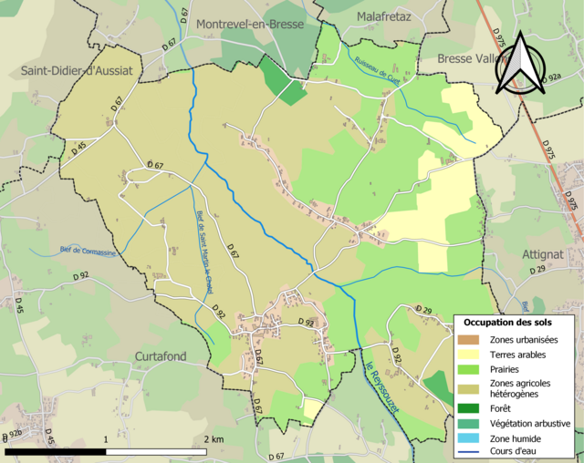 Carte en couleurs présentant l'occupation des sols.