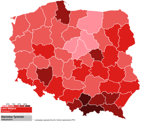 1990 Polish presidential election by Voivodeship r2.svg