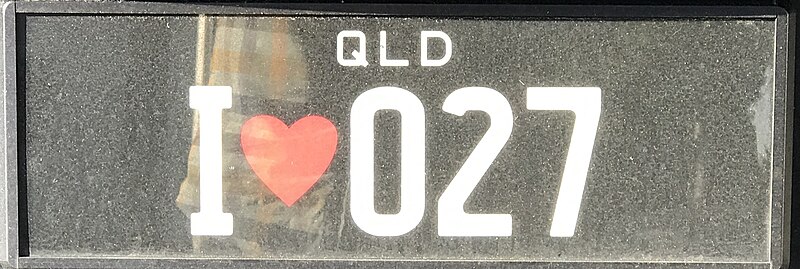 File:2007 Queensland registration plate I❤️027 vanity.jpg