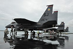 F-15E Strike Eagles de la 4e Escadre de chasse basée à Seymour Johnson AFB.