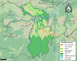 Kolorowa mapa przedstawiająca zagospodarowanie terenu.