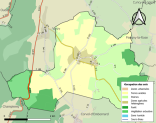 Carte en couleurs présentant l'occupation des sols.