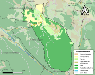 Carte des infrastructures et de l'occupation des sols de la commune en 2018 (CLC).