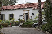 The Flores Adobe was built 1838-45 by Governor Jose Maria Flores on Rancho San Pascual. Adobe Flores 2014 01.jpg