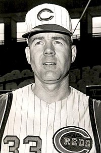 Al Worthington enjoyed a 14-year major league playing career. He skippered the Commodores to the 1980 CCBL championship. Al Worthington Reds.jpg