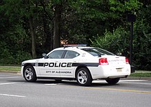 A City of Alexandria police car equipped with mobile ALPR Alexandria VA Dodge Charger Police Car ANPR.JPG