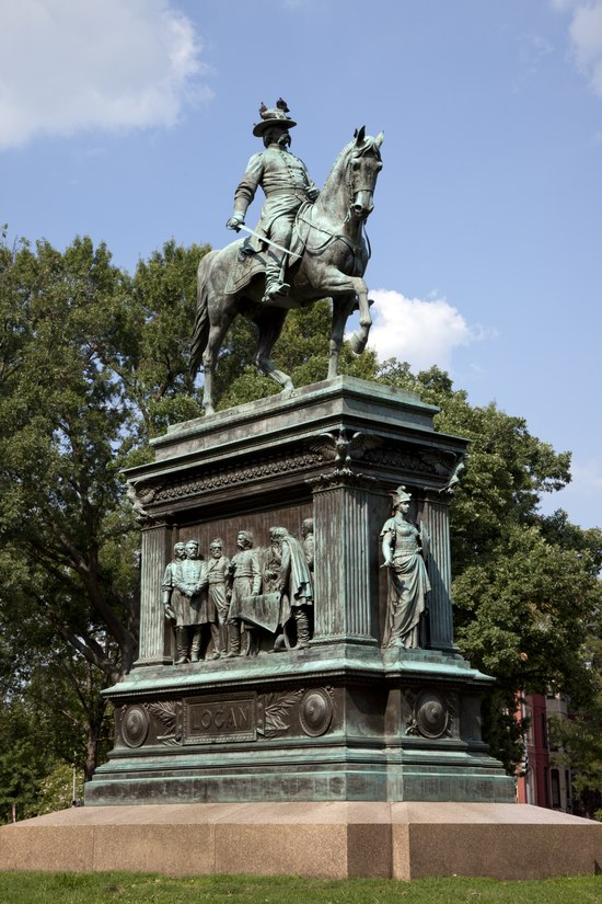 An equestrian statue honoring John A. Logan stands in the center of Logan Circle, Washington, D.C LCCN2010642242.tif