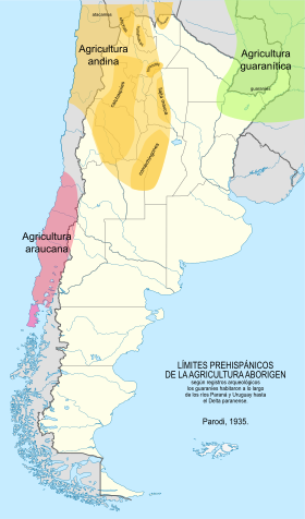 Argentina límites prehispánicos de la agricultura aborigen (Parodi 1935).svg