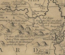 A detail from Armstrong's Map of Northumberland (1769) showing Humbleton (Holmedon) Hill ArmstrongMapHomildon1769.JPG