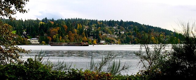 Arrowhead, Kenmore, from across Lake Washington in Log Boom Park